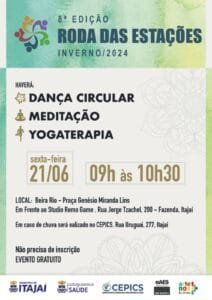 8ª edição da Roda das Estações,Avenida Beira-Rio,Itajaí,Centro de Práticas Integrativas e Complementares em Saúde de Itajaí,dança circular,meditação,yogaterapia,Praça Genésio Miranda Lins,Secretaria Municipal de Saúde,Fundação Cultural,CEPICS,Sistema Único de Saúde