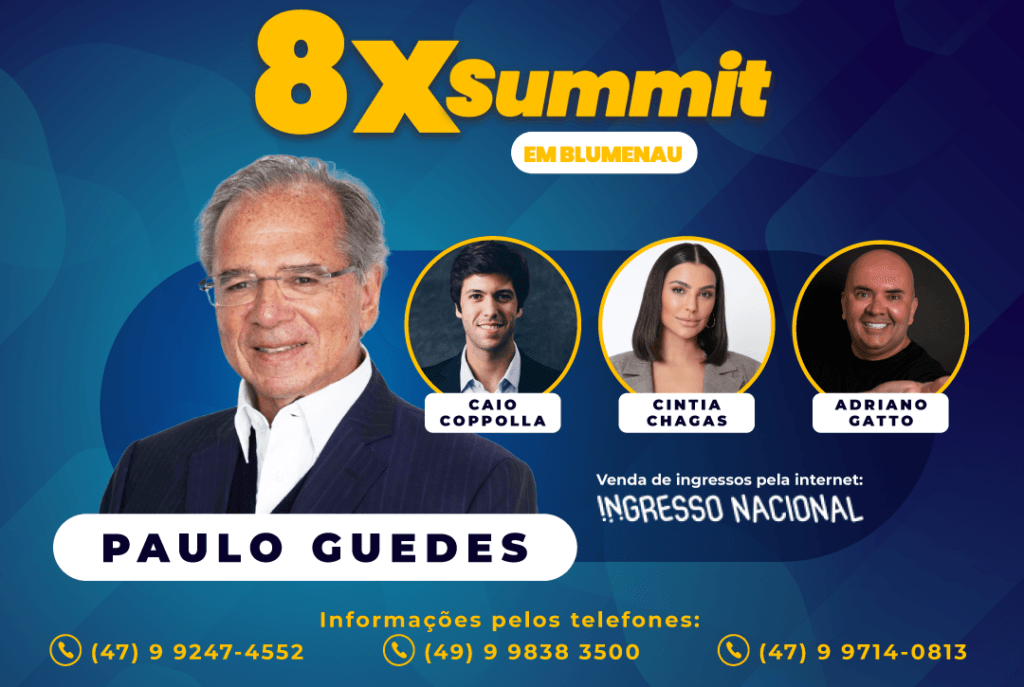 Warren Investimentos,8X Summit,Blumenau,Paulo Guedes,Caio Coppolla,Cíntia Chagas,Adriano Gatto,economia,networking