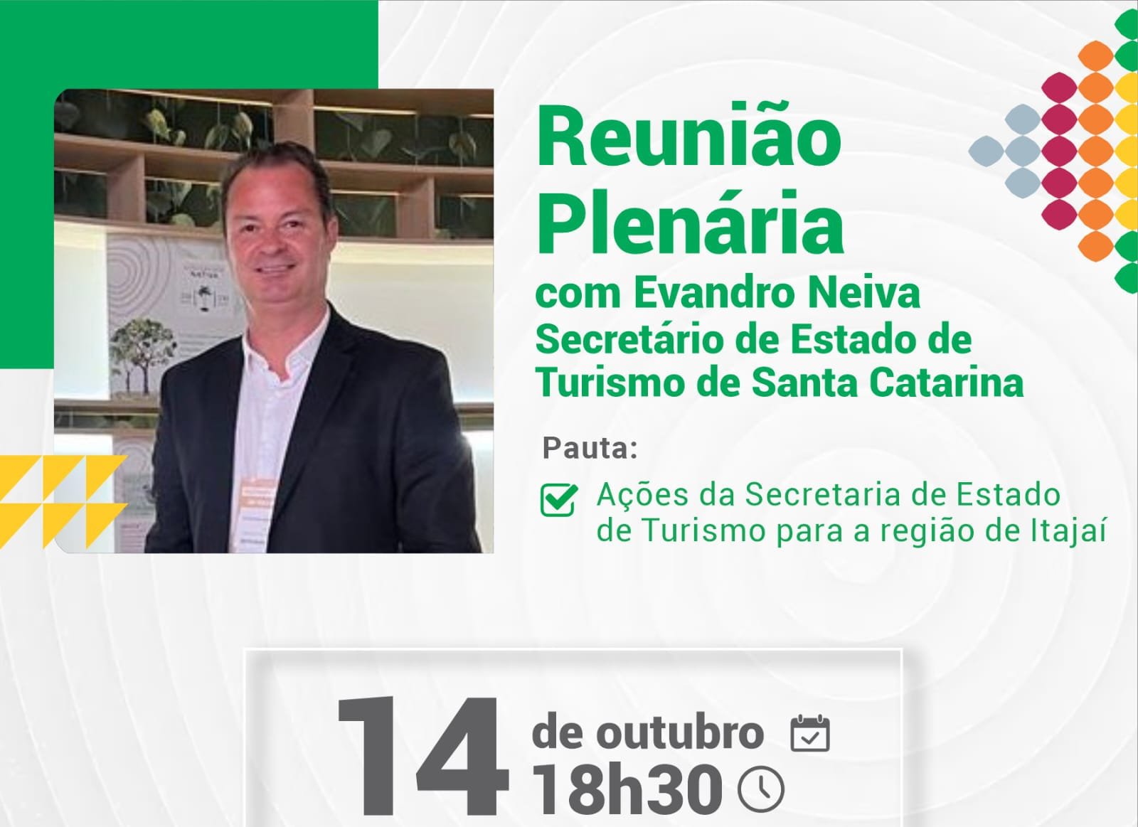 Secretário de Turismo de SC é o convidado da Reunião Plenária ACII