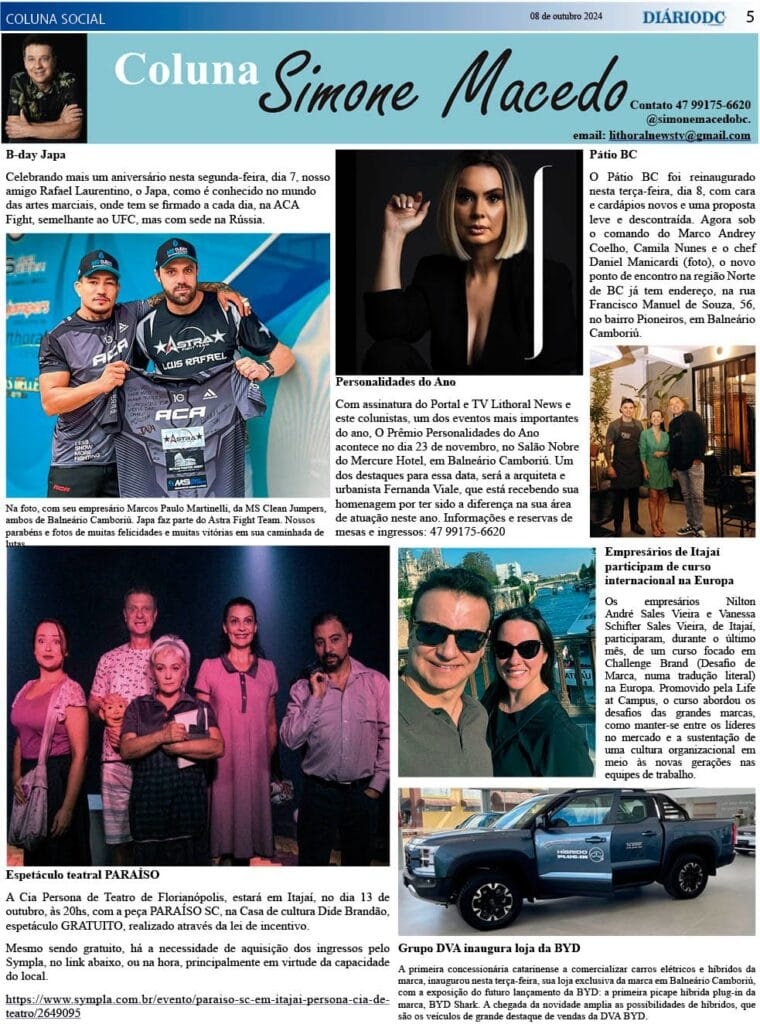 Coluna Social Simone Macedo,Jornal Diário DC