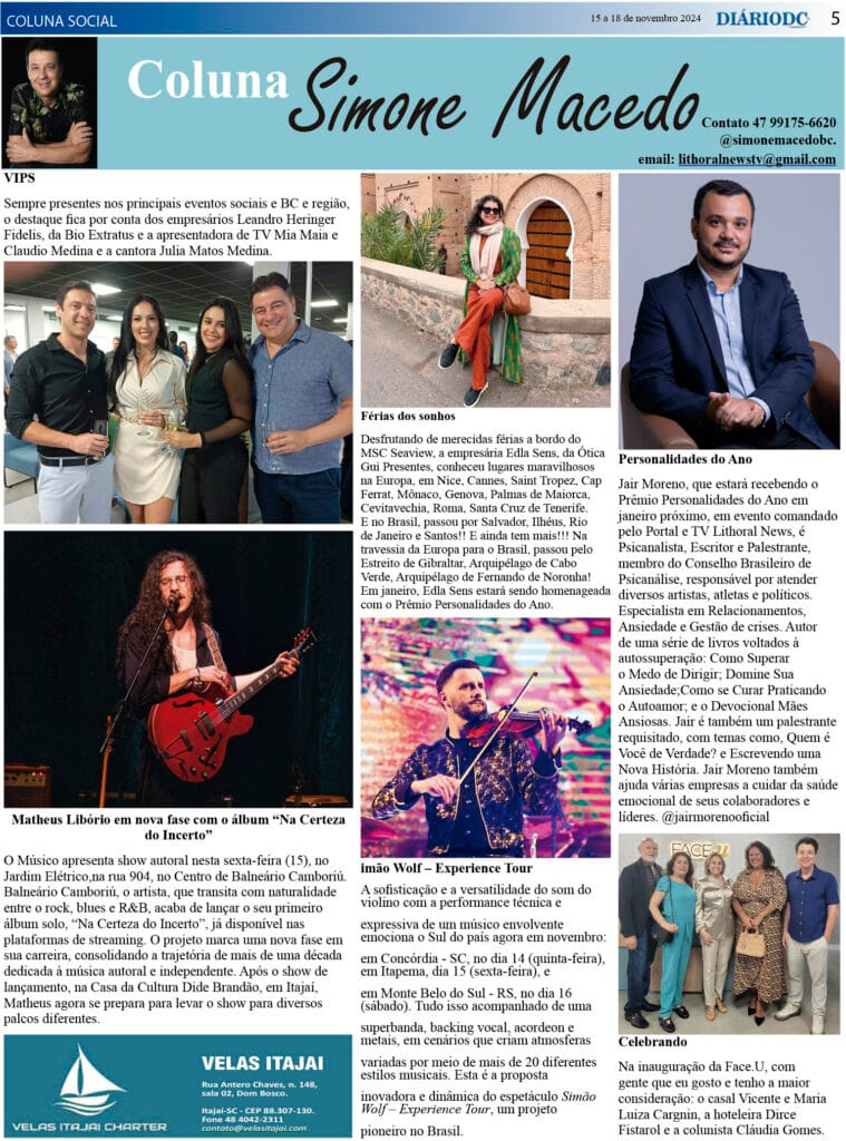 Coluna Social Simone Macedo - Jornal Diário DC - 15 nov24