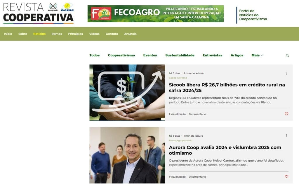 Revista Cooperativa,Editora Expressão,cooperativismo,OCESC,Santa Catarina,Brasil,Fecoagro,FECOERUSC,COOPERJA,Cooper A1