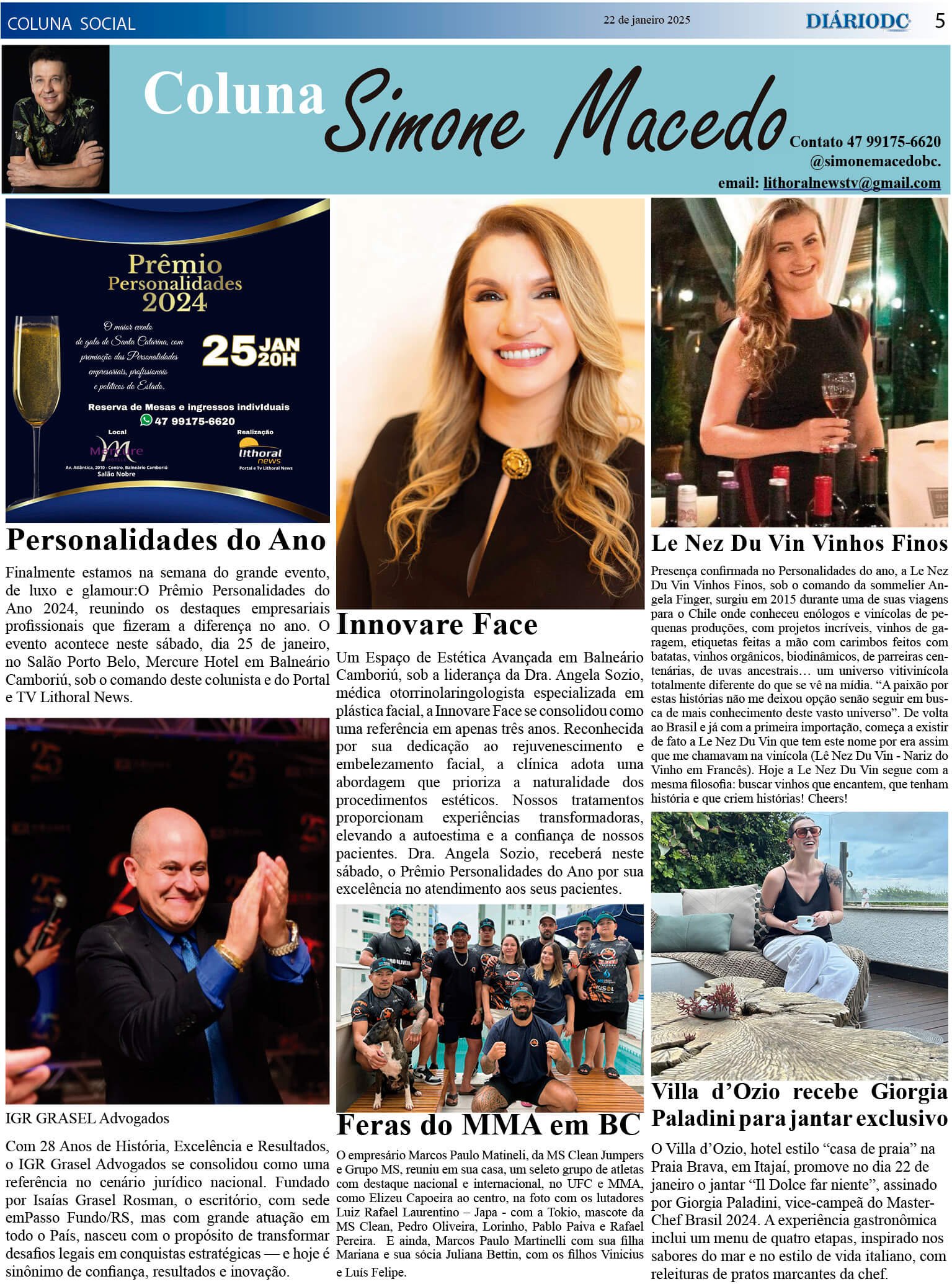 Coluna Social Simone Macedo - Jornal Diário DC - 22 janeiro 2025