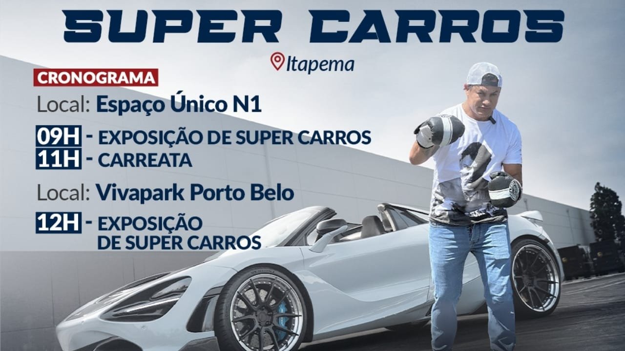 Itapema,exposição de supercarros,Ferrari,Lamborghini,Popó,turismo,Meia Praia,Porto Belo