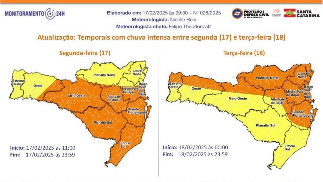Defesa Civil,Santa Catarina,frente fria,enxurradas,alagamentos,temporais,Litoral Sul,Grande Florianópolis,Vale do Itajaí,emergência,199,segurança,chuvas intensas