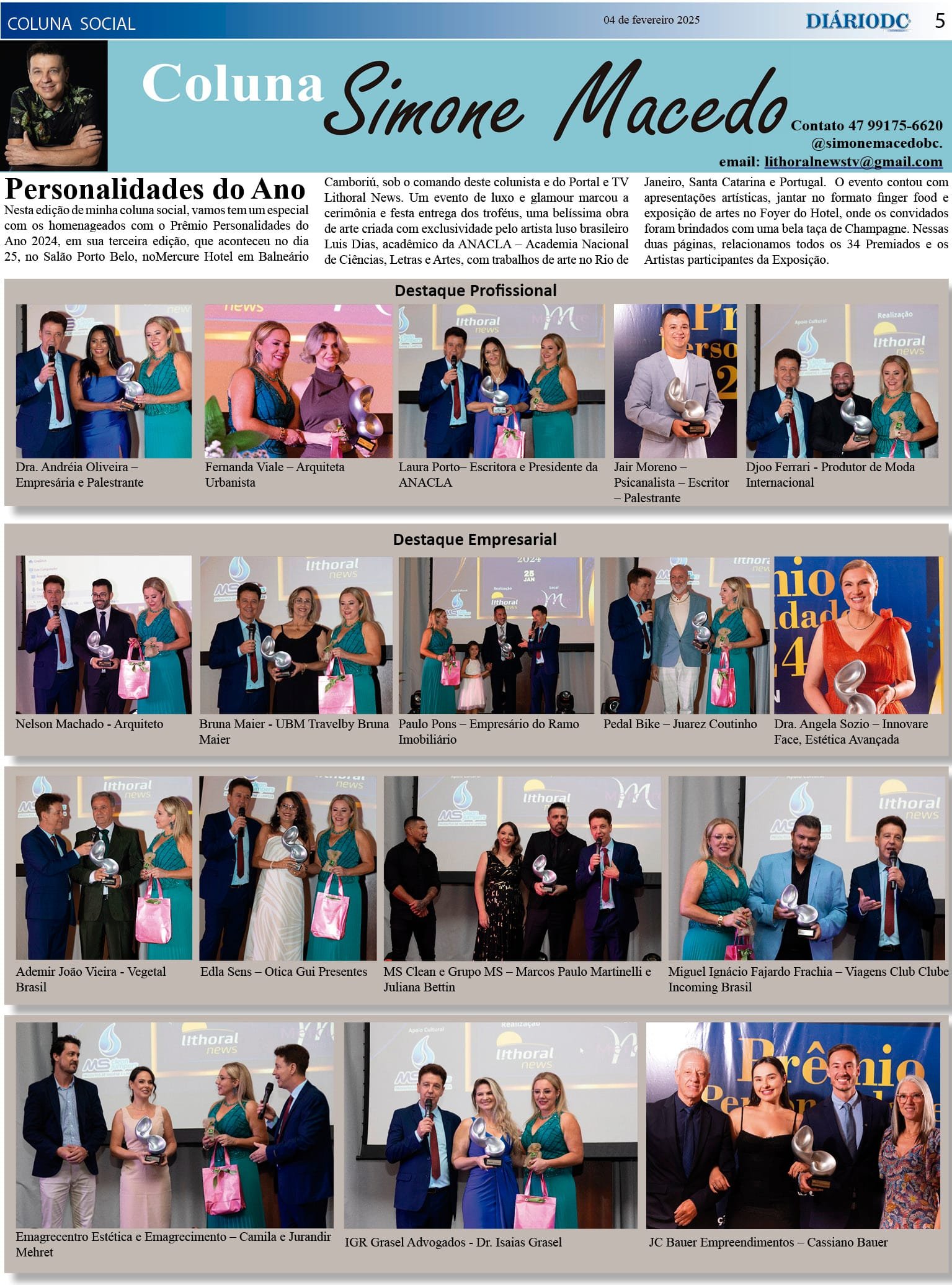 Coluna Social Simone Macedo - Jornal Diário DC - 05 de fevereiro de 2025