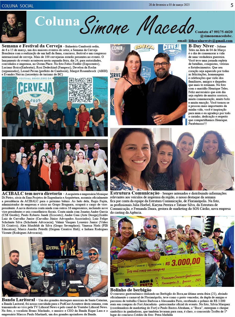 Coluna Social Simone Macedo no jornal Diário DC - 28 fevereiro 2025