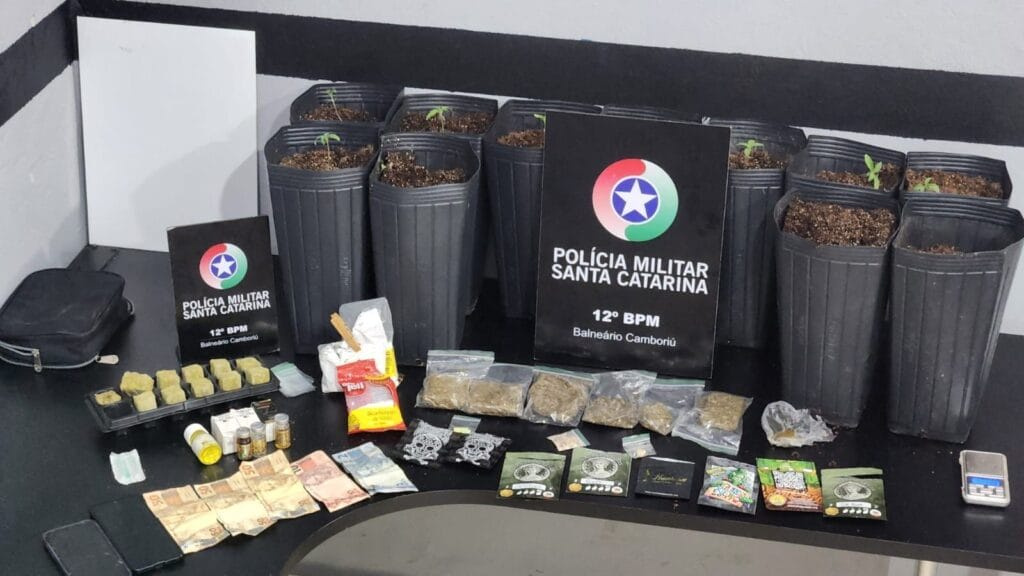tráfico de drogas,Balneário Camboriú,Polícia Militar,maconha,haxixe,ecstasy,MDMA,apreensão,Vila Real,Rua Agrolandia,violência doméstica,prisão em flagrante,sementes importadas,anabolizantes,segurança pública