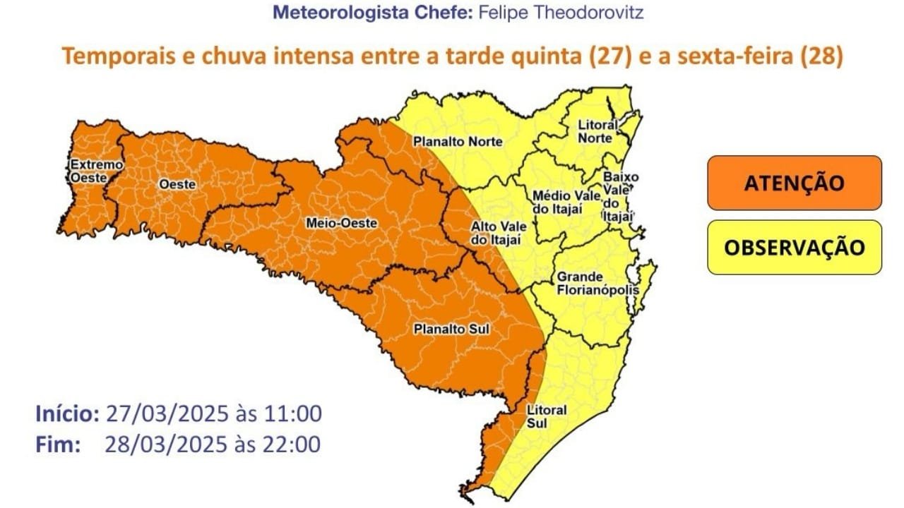 alerta temporal Balneário Camboriú,risco alagamentos março 2025,Defesa Civil Santa Catarina,chuva forte BC,orientações emergenciais,número Defesa Civil 199