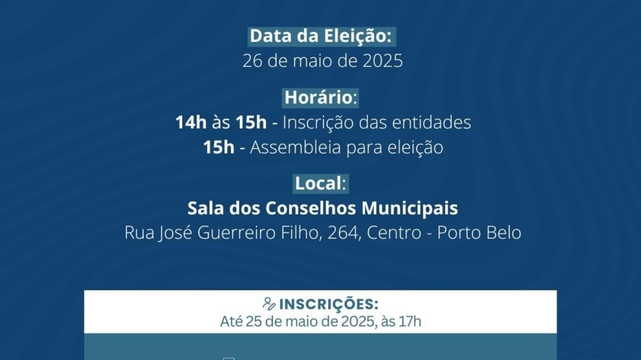 vaga conselho Porto Belo,como se inscrever eleição suplementar,representante sociedade civil,CNPJ para conselho,utilidade pública municipal,Comissão Provisória eleição,defesa direitos PCD,edital eleição suplementar,coordenadoria conselhos PB,Sala dos Conselhos,estatuto entidade exigido,ata diretoria documento,ofício representantes,Lei 2758/2019,governo Porto Belo
