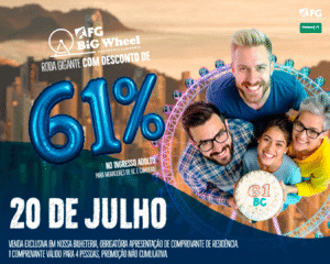 61 anos Balneário Camboriú,FG Big Wheel promoção,desconto para moradores BC,férias julho Santa Catarina,turismo Balneário Camboriú,roda-gigante FG Big Wheel,atrações Balneário Camboriú
