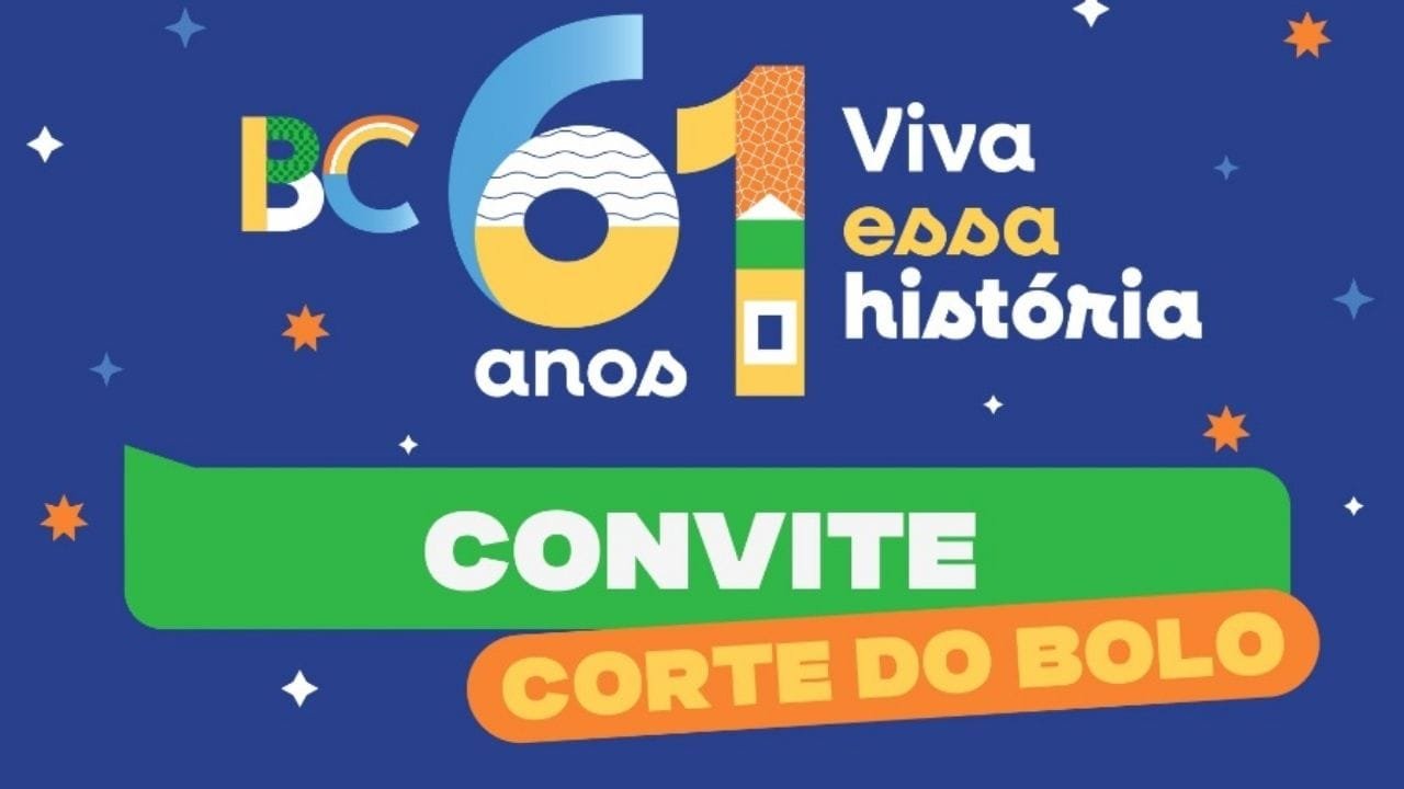 Balneário Camboriú,aniversário da cidade,evento comunitário,corte do bolo,celebração pública,61 anos BC,turismo SC