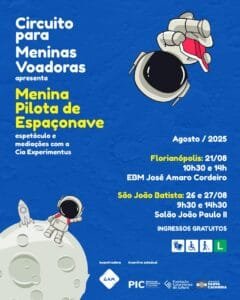 espetáculo infantil Florianópolis,teatro gratuito para crianças,Cia Experimentus SC,Menina Pilota de Espaçonave