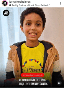 Samuell Vítor,escritor autista,livro O Sapo Sapeca,autismo e literatura,Azul Diferente e Perfeito