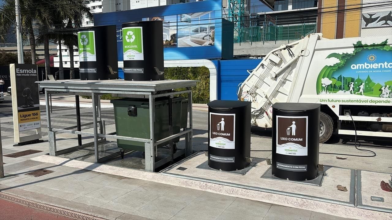 contentores subterrâneos,coleta de resíduos Balneário Camboriú,modernização urbana