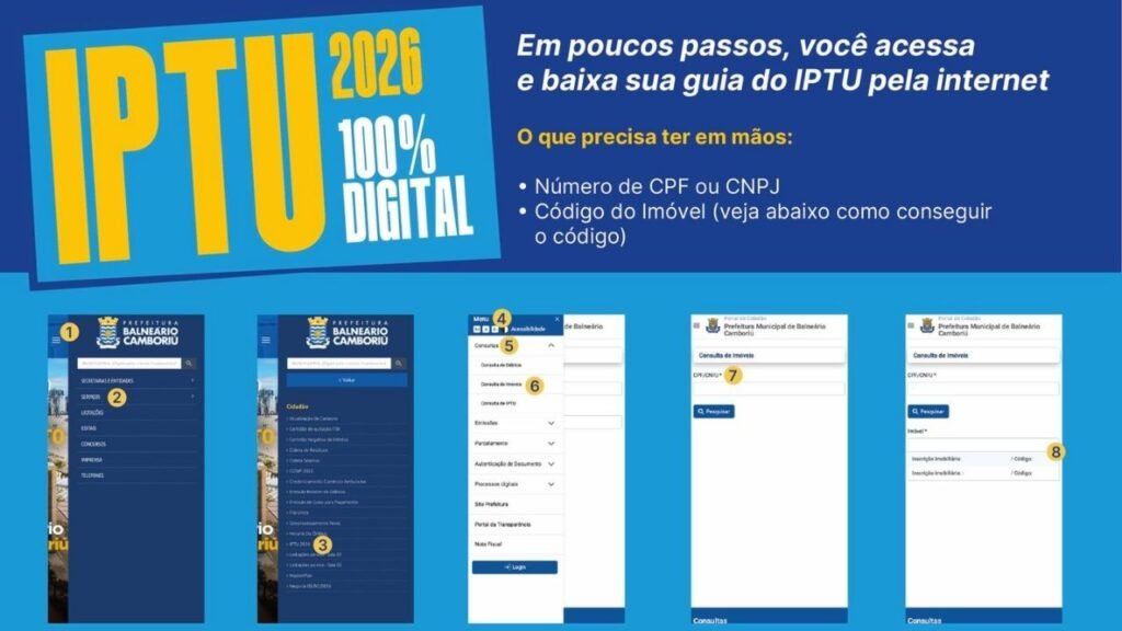 IPTU 2026 Balneário Camboriú,pagamento IPTU on-line,consulta IPTU BC,BC Digital