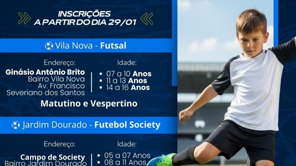 Porto Belo,escolinhas de futebol Porto Belo,escolinhas de futsal Porto Belo,Fundação Municipal de Esportes de Porto Belo,esporte de base Porto Belo,inscrições escolinhas Porto Belo 2026,futebol society Porto Belo,futsal Vila Nova Porto Belo,esporte gratuito Porto Belo,crianças e adolescentes Porto Belo,atividades esportivas Santa Catarina,formação esportiva infantil,esporte educacional,Governo de Porto Belo,FME Porto Belo