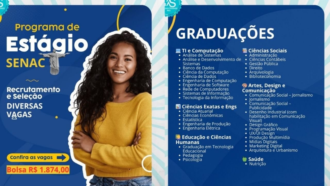 estágio Senac,Programa Desenvolve,vagas de estágio 2026,estágio Rio de Janeiro Brasília
