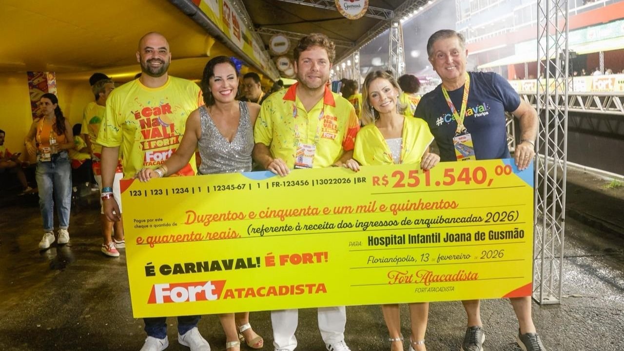 Hospital Infantil Joana de Gusmão doação,Fort Atacadista Carnaval Florianópolis,Carnaval de Florianópolis 2026,doação arquibancadas Passarela Nego Quirido,hospital pediátrico Santa Catarina,Grupo Pereira Santa Catarina,enquete Fort Atacadista hospital,R$ 251 mil Hospital Infantil,saúde pública Florianópolis,CEPON Florianópolis,ações sociais Carnaval SC,reforma unidade de isolamento hospital,evento solidário Santa Catarina,votação pública hospital Florianópolis,iniciativa social Fort Atacadista