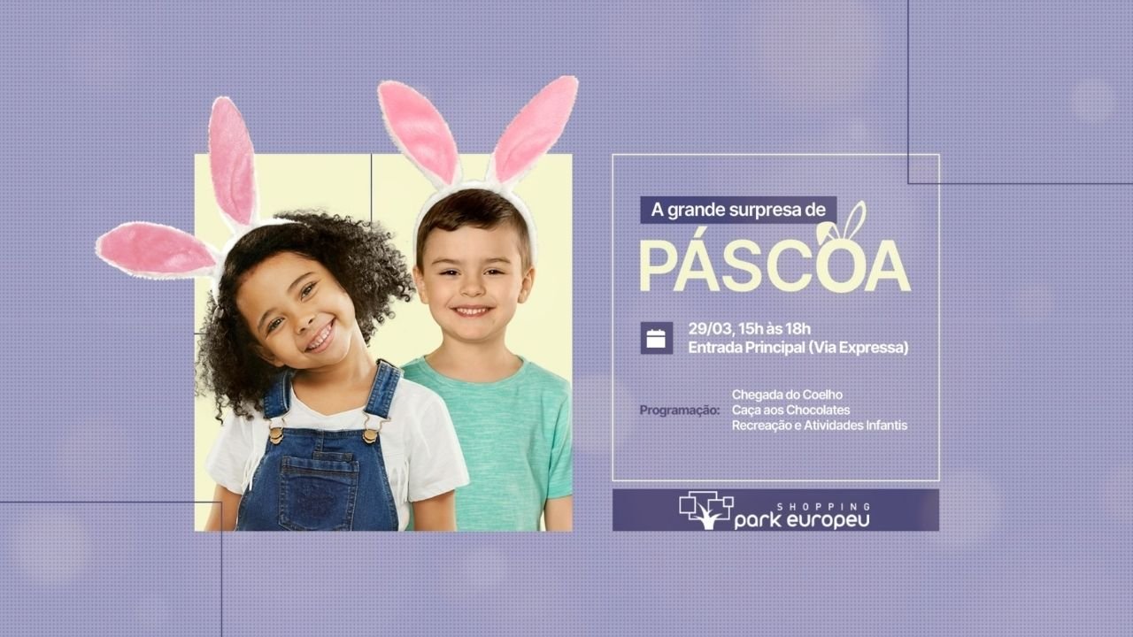 Blumenau Páscoa,Shopping Park Europeu,eventos em Blumenau,programação Páscoa SC,caça aos ovos Blumenau,evento infantil gratuito SC,lazer em família Blumenau,Páscoa shopping SC,atividades infantis Blumenau,coelho da Páscoa Blumenau,eventos Santa Catarina março,shopping em Blumenau,eventos gratuitos SC,entretenimento infantil SC,Páscoa 2026 Blumenau