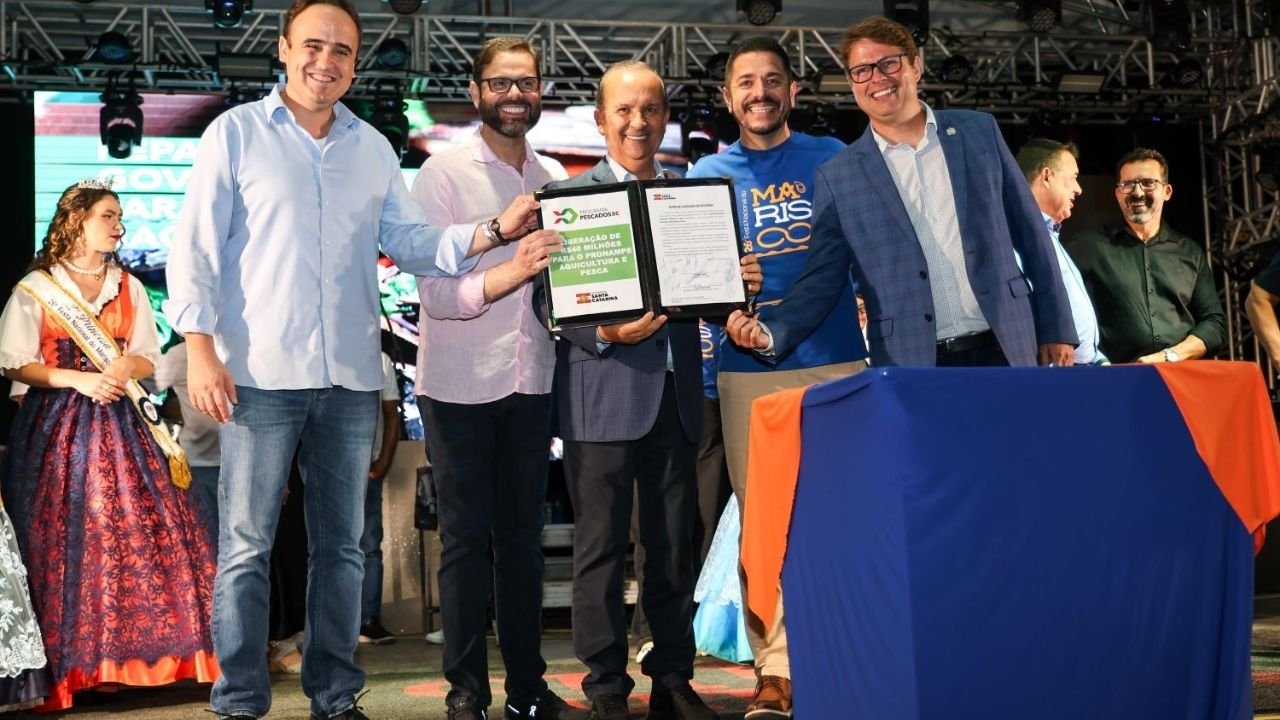 Pronampe Aquicultura e Pesca SC,Jorginho Mello pescadores,apoio pesca Santa Catarina,Festa Nacional do Marisco Penha,maricultura Penha SC,financiamento pescadores SC,turismo gastronômico Penha,evento marisco Santa Catarina,pesca artesanal SC,economia do mar Santa Catarina