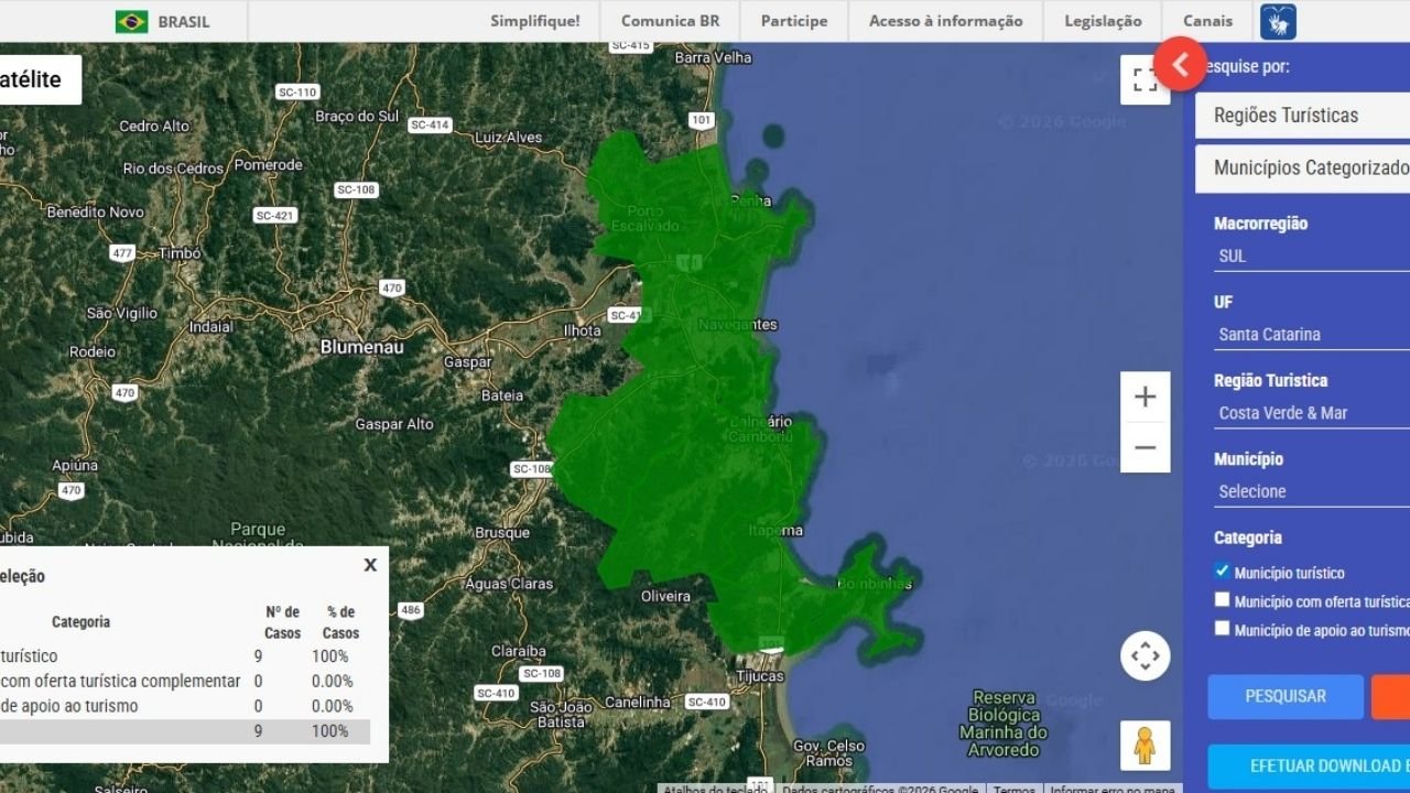 Costa Verde & Mar SC,Mapa do Turismo 2026,Ministério do Turismo MTur,Município Turístico Santa Catarina,turismo em Santa Catarina,turismo no Litoral Norte SC,investimento em turismo SC,desenvolvimento regional turismo,governança turística SC,Citmar Costa Verde & Mar,Ipea turismo Brasil,infraestrutura turística Santa Catarina,Balneário Camboriú turismo,Itajaí turismo,Itapema turismo,Bombinhas turismo,Navegantes turismo,Penha turismo,Porto Belo turismo,planejamento estratégico turismo Brasil