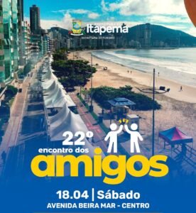 Itapema 64 anos,aniversário de Itapema SC,eventos em Itapema abril,programação Itapema 2026,turismo em Itapema,eventos culturais Itapema,esportes em Itapema SC,Encontro dos Amigos Itapema,Itapema Day Run,Rota da Tapera Itapema,Festival de Surfe Itapema,Copa de Voleibol Itapema,calendário de eventos Itapema SC,o que fazer em Itapema abril,atrações em Itapema Santa Catarina