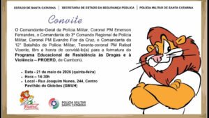 PROERD Camboriú,formatura PROERD 2026,12º Batalhão Polícia Militar,prevenção drogas escolas,educação preventiva Polícia Militar,alunos formados PROERD,Camboriú escolas,cidadania estudantes,combate à violência escolar,programa educacional resistência às drogas,Polícia Militar Santa Catarina,formação estudantes PROERD,segurança nas escolas,educação infantil prevenção drogas,ações educacionais PM