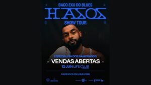 Baco Exu do Blues,show Baco Exu do Blues,HASOS,turnê HASOS,Dia dos Namorados Florianópolis,Life Club Florianópolis,show em Florianópolis,música brasileira,rap nacional,entretenimento em Santa Catarina,eventos em Florianópolis,Vanessa da Mata,álbum HASOS,cultura em Santa Catarina,agenda cultural Florianópolis,show 12 de junho,Opus Entretenimento,Baco Exu do Blues Florianópolis