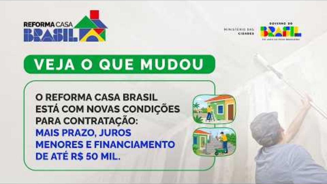 Reforma Casa Brasil,Minha Casa Minha Vida,financiamento para reforma,crédito habitacional,Caixa Econômica Federal,reforma de imóveis,melhoria habitacional,programa habitacional,déficit habitacional,financiamento de até 50 mil reais,juros abaixo de 1% ao mês,renda familiar até 13 mil reais,acessibilidade residencial,energia solar residencial,reforma de casas,crédito para construção,programa do governo federal,habitação no Brasil
