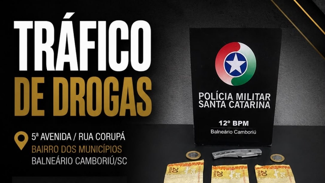 Balneário Camboriú,tráfico de drogas,prisão por tráfico de drogas,Bairro dos Municípios,Polícia Militar,segurança pública,crack,apreensão de drogas,Delegacia de Polícia Civil,ocorrência policial,combate ao tráfico,drogas em Balneário Camboriú,5ª Avenida,Rua Corupá,flagrante de tráfico,operação policial,polícia em Santa Catarina,crime de tráfico,prisão em Balneário Camboriú,entorpecentes
