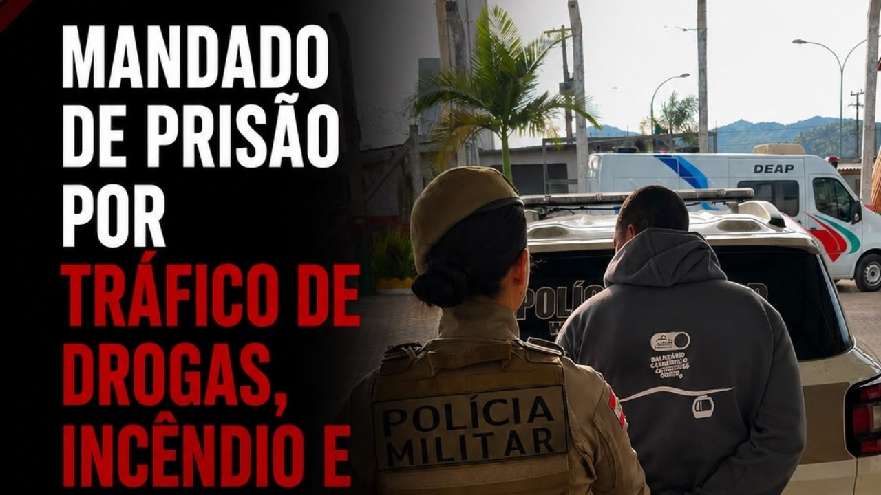 Camboriú,homem preso em Camboriú,Polícia Militar de Santa Catarina,PMSC,mandado de prisão,tráfico de drogas,prisão por tráfico de drogas,incêndio,ameaça,segurança pública,bairro Rio do Meio,Presídio Regional de Itajaí,ocorrência policial,Justiça,prisão em Santa Catarina,polícia em Camboriú,operação policial,combate ao crime,mandado de prisão ativo,notícias de Camboriú