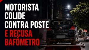 Balneário Camboriú,acidente em Balneário Camboriú,Polícia Militar de Santa Catarina,PMSC,colisão contra poste,motorista autuado,teste do bafômetro,recusa ao etilômetro,acidente de trânsito,Avenida Alvim Bauer,embriaguez ao volante,infração de trânsito,licenciamento vencido,veículo removido,segurança pública,fiscalização de trânsito,trânsito em Balneário Camboriú,ocorrência policial,Código de Trânsito Brasileiro,notícias de Balneário Camboriú