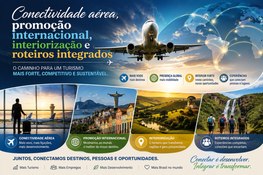 Conectividade aérea, promoção internacional, interiorização e roteiros integrados