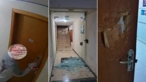 homem invade condomínio Timbó,caso de violência doméstica SC,Polícia Militar Timbó,prisão por violência doméstica Médio Vale do Itajaí,crime de dano ao patrimônio SC,uso de agente químico polícia,desacato a autoridade policial,pedido de medida protetiva Timbó,invasão de apartamento residencial,ocorrência policial bairro Imigrantes Timbó,segurança pública Santa Catarina,prisão por embriaguez e desacato,Polícia Civil Timbó investiga invasão,bloco de paver quebra porta,atendimento a vítimas de agressão SC