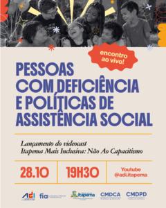 videocast em Itapema,Itapema Mais Inclusiva,combate ao capacitismo,pessoas com deficiência em Itapema,inclusão social em Itapema,Associação das Pessoas com Deficiência para a Inclusão,ADI Itapema,lançamento de videocast,políticas de inclusão social,direitos das pessoas com deficiência,educação inclusiva,mulheres com deficiência,inclusão no mercado de trabalho,acessibilidade em Santa Catarina,campanha contra o capacitismo,Fundo da Infância e Adolescência,FIA,banho de mar acessível em Itapema,eventos em Itapema,inclusão e acessibilidade,transmissão ao vivo sobre inclusão,conscientização sobre deficiência