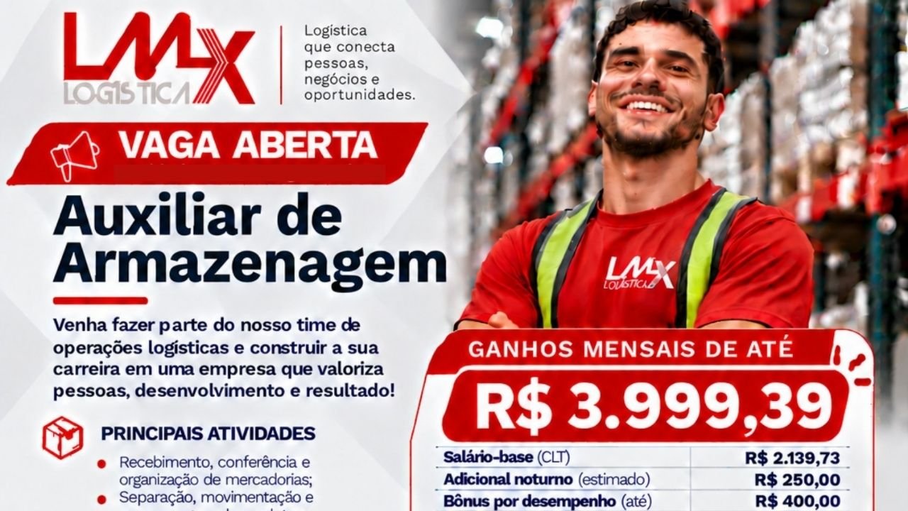vagas de emprego em Navegantes,LMX Logística vagas,25 vagas em Navegantes,Feirão de Vagas LMX Logística,auxiliar de armazenagem Navegantes,emprego em Navegantes SC,vagas de logística em Santa Catarina,contratação imediata Navegantes,vagas para auxiliar de logística,salário auxiliar de armazenagem,ganhos de até R$ 3.999,39,vagas na operação logística Soprano,empregos no litoral catarinense,processo seletivo em Navegantes,como enviar currículo para LMX Logística,benefícios para auxiliar de armazenagem,vagas de emprego outubro 2026,recrutamento presencial Navegantes,mercado de trabalho em Santa Catarina,oportunidades de emprego em logística
