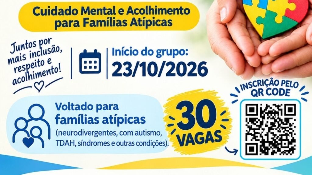 grupo reflexivo de famílias atípicas,famílias atípicas em Balneário Camboriú,grupo de apoio para famílias atípicas,encontro para famílias atípicas,inscrição grupo reflexivo Balneário Camboriú,Prefeitura de Balneário Camboriú,assistência social em Balneário Camboriú,Univali Balneário Camboriú,saúde mental das famílias,acolhimento para famílias atípicas,inclusão social em Santa Catarina,rede de apoio para famílias,políticas públicas para pessoas com deficiência,grupo de apoio familiar gratuito,encontro de famílias atípicas nesta sexta-feira,atividades de inclusão social,curso de Psicologia da Univali,apoio emocional às famílias,inscrições gratuitas para famílias atípicas